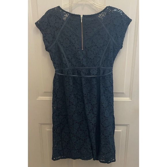 Motherhood Maternity Blue Lace Short Sleeve Tie Front Dress Blue Size S Party - Picture 8 of 9